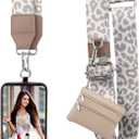 XANGNIER Clip and Go Strap for Phone with Wallet Crossbody, Phone Strap with Zippered Wallet, Adjustable Anti Theft Cellphone Lanyard for Women, Cellphone Chain Accessories