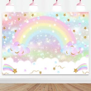 Mocsicka Rainbow Backdrop 7x5ft Pastel Rainbow Birthday Party Decorations Unicorn Theme Cake Table Banner Baby Shower Photography Background