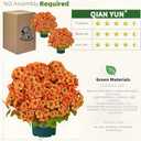 QIANYUN Artificial Topiary for Outdoors- 20 Potted Plant Fake Geraniums Bush-UV Resistant Artificial Outdoor Plant for Front Porch, Garden, Yard, Patio Decor (Light Orange)