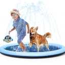 VISTOP Non-Slip Splash Pad for Kids and Dog, Thicken Sprinkler Pool Summer Outdoor Water Toys - Fun Backyard Fountain Play Mat for Baby Girls Boys Children or Pet Dog (67 inch, Blue & Blue)