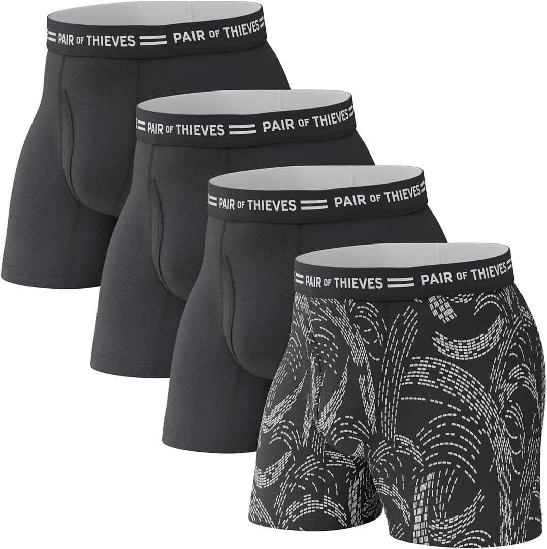 Pair of Thieves Men's Underwear Boxer Briefs - Soft Cotton Boxer Briefs for Men Pack - 4 Pack Tagless Mens Underwear (Black/White)