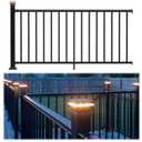 Egadis 36 in. H x 6 ft. W Porch and Deck Railing Kit with Light, Black Textured AAMA 2604 Powder-Coat Finish Modular Aluminum Railing Kit for Outdoor Decks, Porches & Balconies (1 Post, 1 Panel)