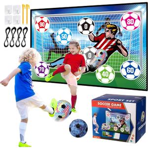 Soccer Ball Game Set for Kids Indoor Outdoor Play Equipment, Foldable Flannel Mat Goals Toy with 2 Velcro Balls, Toddlers Boy 8-12 Years Old Birthday Christmas Party Gift