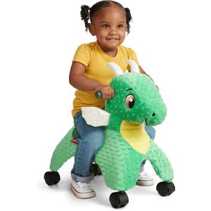 Radio Flyer Jade the Magical Touch Dragon Ride On, Ages 1-3, Interactive Lights & Sounds, Horns Light Up Riding, EZ-Glide 360-degree Wheels, Easy Grip Handles, Soft Plush Face, Toddler Ride On Toys (Green)