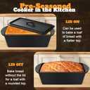 Rectangular Cast Iron Dutch Oven for Bread Baking, Cast Iron Sourdough Bread Pan with Lid Handles Lame, Even Heat Bread Baking Pan for Homemade Bread Cake Meatloaf, 3.2QT