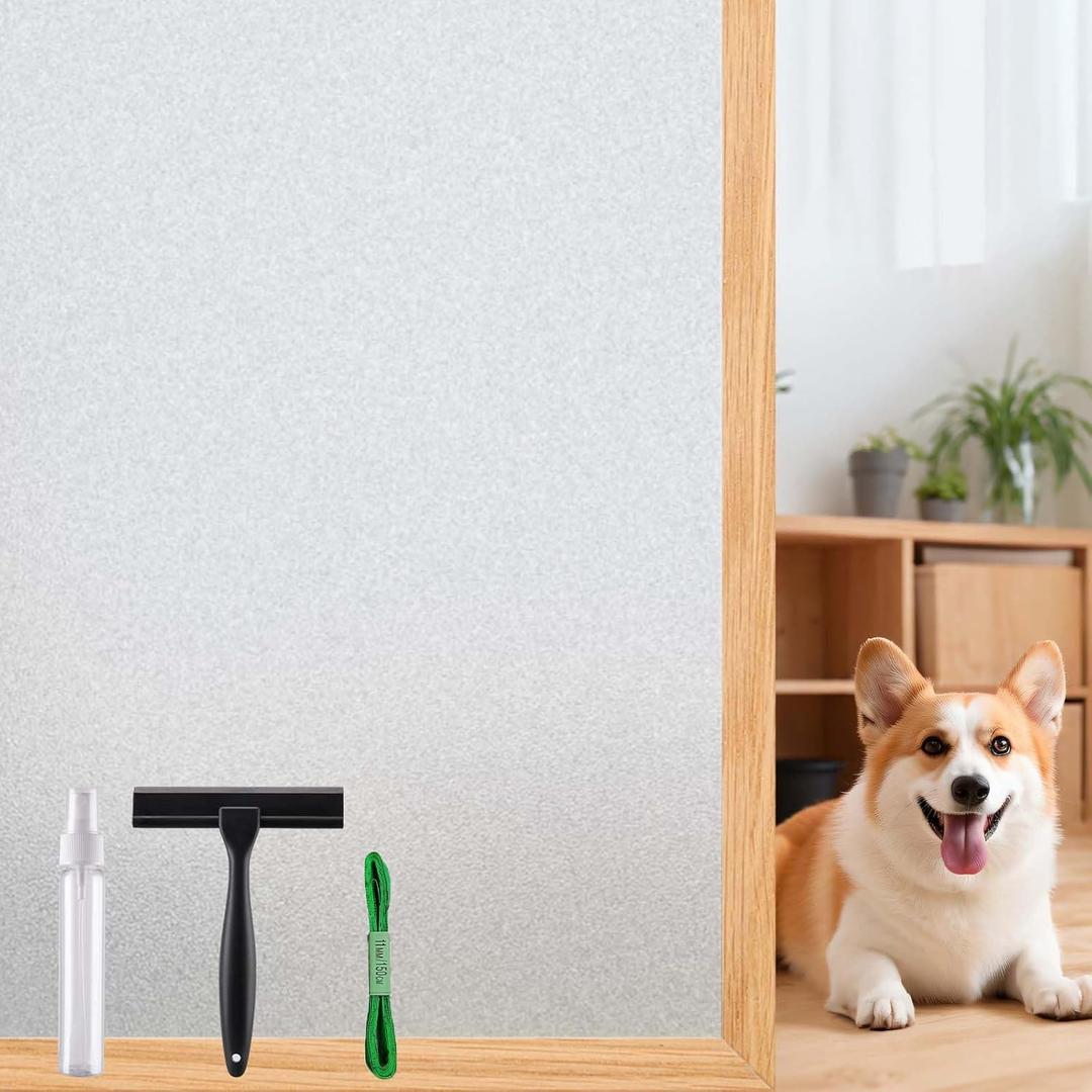 Window Privacy Film, Frosted Glass Window Film,for Glass Windows Cover, Static Cling, Removable, Reusable, Anti-UV, Anti-Glare, Heat Blocking (Pure, 17.5X78.7 Inch) (Pure glue-free)