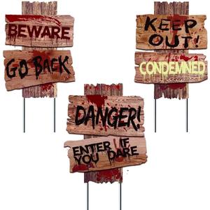 Halloween Decorations, 3 Pack 19" x 16" Yard Signs Stakes Props Outdoor Decor Scary Zombie Vampire Graves Holiday Party Supplies