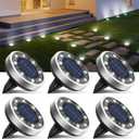 btfarm 6 Pack Solar Ground Lights Outdoor, 8 LED Flat Solar Lights Outdoor Pathway IP65 Waterproof for Garden Pathway Lawn Patio Yard Landscape, Cool White