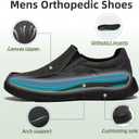OrthoComfoot Men's Orthopedic Comfortable Slip-On Shoes with Arch Support, Orthotic Loafers for Plantar Fasciitis, Canvas Leisure Vintage Flat Walking Shoes for Foot and Heel Pain Relief (Gray, Size 12)