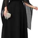 Plus Size Elegant Chiffon Dress Formal Long Cape Sleeve A Line Maxi Evening Gown Wedding Guest Cocktail Dresses, 3XL