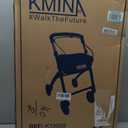 KMINA Narrow Walker for Small Spaces, Foldable Walker with Tray and Basket, 4 Wheels and Brakes, Lightweight Indoor Rollator for Seniors, Black, PRO Model