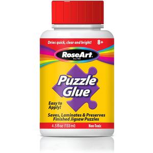RoseArt Jigsaw Puzzle Glue with Applicator - Saves, Laminates and Preserves Finished Jigsaw Puzzles - Easy to Apply, Dries Quick, Clear & Bright