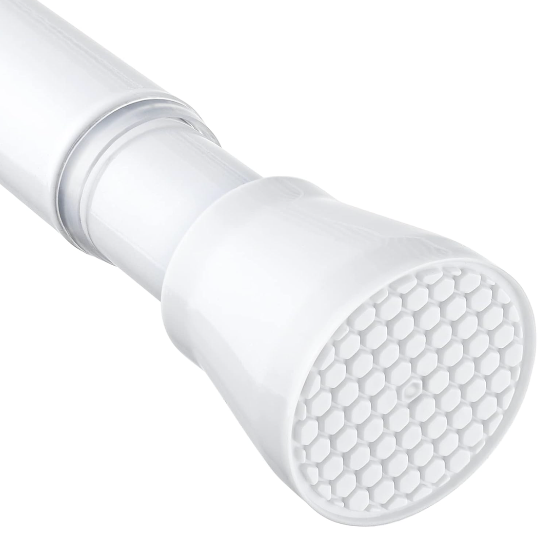 Tension Curtain Rod 30 to 64 Inch White Curtain Rod Adjustable Expandable Spring Tension Curtain Rod No Drilling 7/8" Spring Loaded Curtain Rods for Windows Bedroom Closet Doorway Door