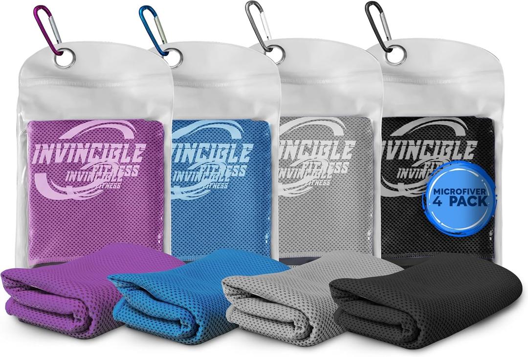 Invincible Fitness Microfiber Gym Towel Set Quick-Drying, Odor-Resistant, Ultra-Absorbent Towels for Sports, Fitness, Yoga, and Travel (Pack of 4)