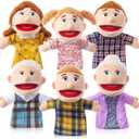 6 Pcs Family Hand Puppets 12 Inch Grandparents, Mom & Dad, Brother & Sister Plush Hand Puppet Toys Role-Play Toy Puppets for Kids Storytelling Imaginative Pretend Play Teaching Preschool(6 Family A)