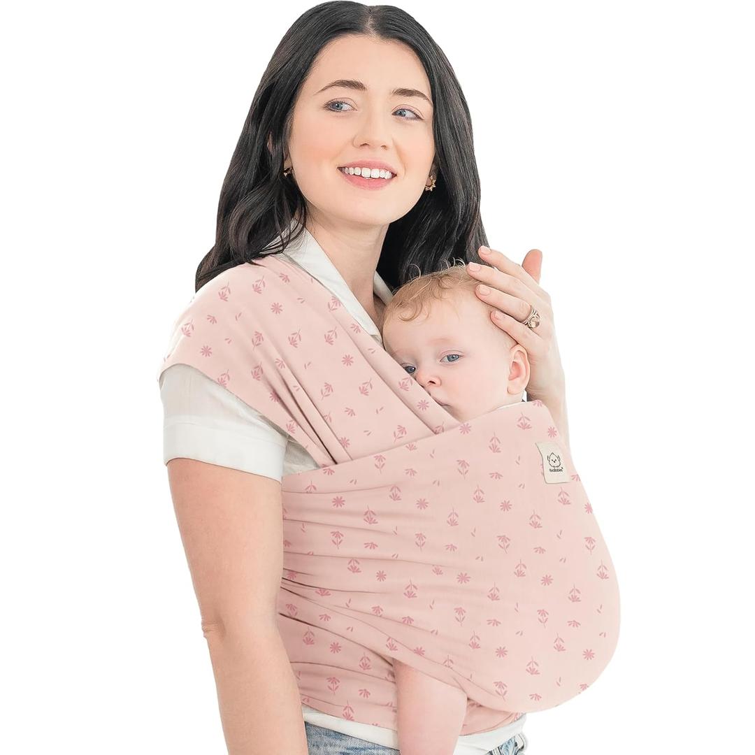 KeaBabies Baby Wrap Carrier - All in 1 Original Baby Carrier Newborn to Toddler Sling, Easy to Wear, Hands Free Bonding, Lightweight, Breathable Infant Wraps (Pink Daisies) (One Size (Pack of 1))