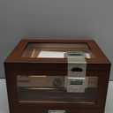 TISFA Cigar Humidor Cedar Wood Cigar Box with 2 Digital Hygrometer, 2 Humidifiers, Cedar Tray, Divider, Accessory Drawer, Glass Top Large Desktop Humidors and Acrylic Travel Cigar Tube Gifts Set (Brown)