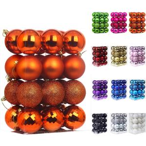 Emopeak 24Pcs Christmas Balls Ornaments for Xmas Christmas Tree - 4 Style Shatterproof Christmas Tree Decorations Hanging Ball for Holiday Wedding Party Decoration (Orange, 2.4"/6.2CM)