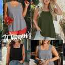 Evervibe 3 Pack Summer Plus Size Tank Tops for Women Sleeveless Tunic Shirts Square Neck Tops Side Slits Olive Green, Black And Gray (XL)