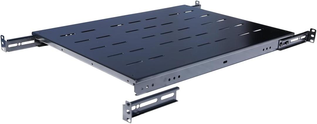Raising Electronics Fixed Rack Server Shelf 1U 19 Inch Shelves 4 Post Rack Mount Adjustable Deep for Server Network Rack (21.5-28Inch Depth) (21.5''-28'' Depth, Black 21.5''-28'' Depth)