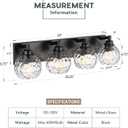 4-Light Black Bathroom Vanity Light, Hammered Glass Globe Shade