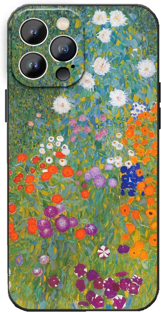 for iPhone 12 Pro Max Case, Gustav Klimt Painting Phone Case for Women, Cute Colorful Flower Garden Plants Phone Cover