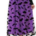 Women Pumpkin Skirt Elastic Waist Layered Mesh Midi Skirt Party Costume (L)