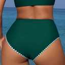 ZAFUL High Waisted Bikini Bottoms for Women - Tummy Control Swimsuit Bottom High Cut Bathing Suit Swim Bottom (Green L) (L)