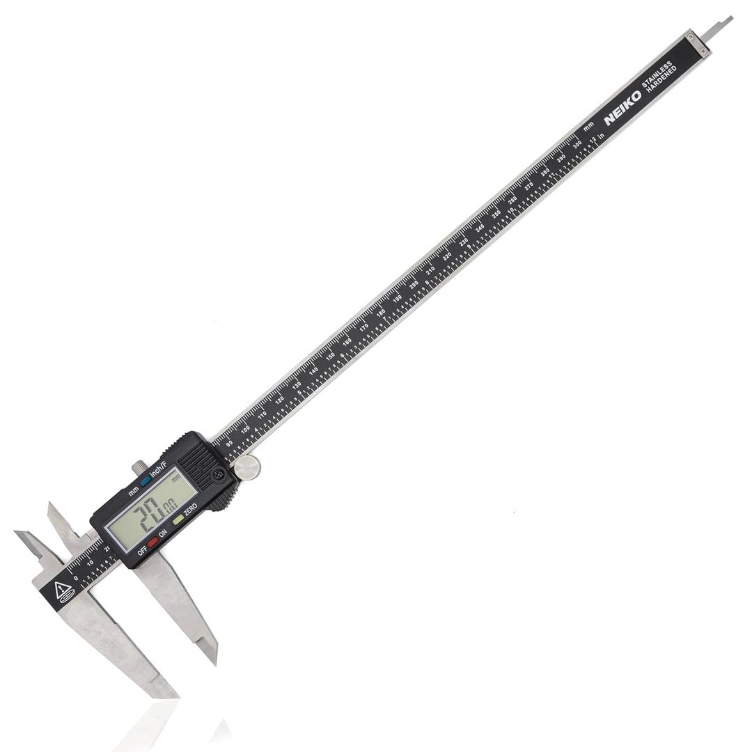 NEIKO 01409A 12 Electronic Digital Caliper | Extra Large Display | 0-12 Inches | Inch/Fractions/Millimeter Conversion | Polished Stainless Steel