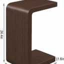 CHSSIH C Shaped End Table for Couch - Wood Sofa Side Table, Dark Walnut, 13.8"D x 9.8"W x 24.4"H