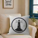 Nautical Lighthouse Throw Pillow Covers Decor Gifts for Coastal Lovers, Navy Rope Icon Decorative Decor Pillows Covers for Couch Sofa Bedroom, Minimal 18x18 Pillow Cover Cases