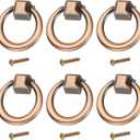 PATIKIL 6Pack Drawer Ring Pull Handles, 1.42" Zinc Alloy Hole Ring Drawers Knobs with Screws for Cupboard Drawer Dresser Closet Door, Red