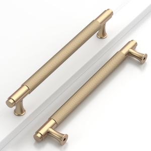 10 Pack 6.3 Inch(160mm) Gold Cabinet Pulls Knurled Kitchen Cabinet Handles Drawer Pulls Cupboard Hardware for Cabinets