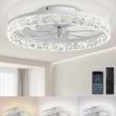 Ceiling Fans with Lights and Remote, 19.7" Low Profile Ceiling Fan with Light, 3000-6500K DimmableStepless Color Temperature Change and 6 Speeds for Bedroom, Kids Room and Living Room (White)