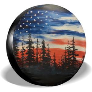Spare Tire Cover American Flag Waterproof Dust-Proof Universal 15 Inch Wheel Protectors Camper Tire Cover Fit for RV Trailer Truck Jeep SUV Rav4 Motorhome Travel Trailer Accessories