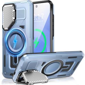 Camera Stand Case for Galaxy S25 Edge, [Compatible with MagSafe][Lens Cover] 2025 Version Military Grade Protective Soft Case for Samsung Galaxy S25 Edge 6.7" Men Women, Red (Blue)