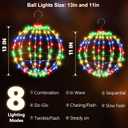 Joomer Battery Operated Christmas Ball Lights 2Pack, 13IN & 11IN Foldable Metal Sphere Lights, Waterproof 8 Lighting Modes with Timer Function, Hanging Light for Christmas Decorations (Multicolor)