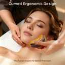 1PCS Lymphatic Contour Face Brush for Lymphatic Drainage Massager Tool for Face & Neck Lifting, Gua Sha Brush, Jawline Chin Sculpting, Dry Brushing, Curved Ergonomic Design(Brown, 1PCS)
