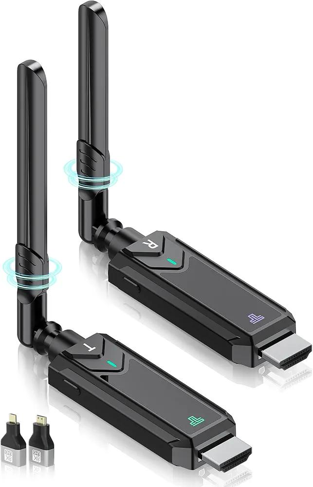 Wireless HDMI Transmitter and Receiver,1312FT/400m 4K Decode1080P Output Plug&Play 2.4G/5.8G Portable HDMI Wireless for Streaming Video and Audio to Monitor from Laptop/PC/TV Box/Projector