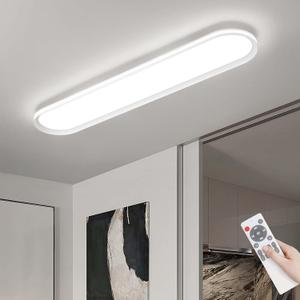ADISUN Modern LED Ceiling Light Dimmable Linear Ceiling Light 39.4in Semi Flush Mount Long Lights with Remote Control and Side Lighting for Living Room Kitchen Dining Room