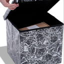Dawhud Direct Footstool with Storage - Elegant Black Marble Look, 15x15x15 inches - Space-Saving Ottomans with Storage and Extra Seating - Ideal for Clothes, Living Room, Bedroom, Dorm