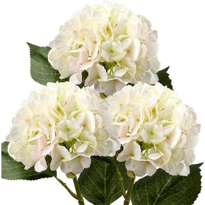 DILATATA 21" Artificial Hydrangea Long Stems Silk Hydrangea Flowers for Home Table Centerpieces Fake Flowers Arrangements Wedding Bouquets DIY Decorations-3PCS White Pink Hydrangeas