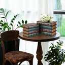 2 Pack Decorative Book Boxes, Wooden Vintage Book Shaped Trinket Box with Lid, Faux Stacked Hollow Books with Hidden Storage, Antique Container for Table Centerpiece, Bookshelf, Library Decor
