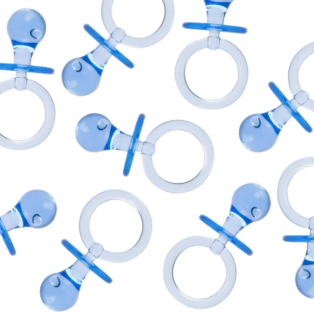 Super Z Outlet Acrylic Glass Plastic Cute Small Baby Pacifiers for Baby Shower Decorations, Table Scatter, Party Favors, Games & Activities (36 Pieces)(Blue)