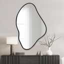 ULIKE Black Irregular Wall Mirror, 24x36 Inch Abstract Wall Decor with Wood Frame, Asymmetrical Vanity Mirror for Bathroom Bedroom Living Room Entryway