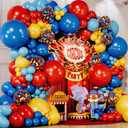 ALL-IN-1 Circus Balloons Arch Kit & Garland for Carnival Party Decorations Theme  Primary Color Balloons in Red Blue Yellow & Rainbow Confetti  Baby Shower Circus Birthday Party Supplies