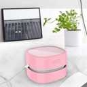 ODISTAR Desktop Vacuum Cleaner,Mini Table dust Sweeper Energy Saving,High Endurance up to 400 mins,Cordless&360 Rotatable Design for Cleaning Hairs,Crumbs,Computer Keyboard (Pink Charging)