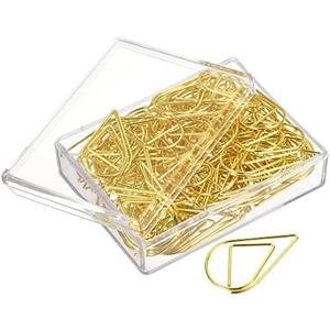 MECCANIXITY Paper Clip Drop-Shaped Cute Decorative Clips Bookmarks with Box 1.3 Inch Gold Tone for Organize Office Home, Pack of 100
