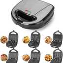 6 in 1 Mini Waffle Maker with Removable Plates, Mini Donut Maker Machine Multi Breakfast Sandwich Maker with Non-stick Surface for Snack, Breakfast