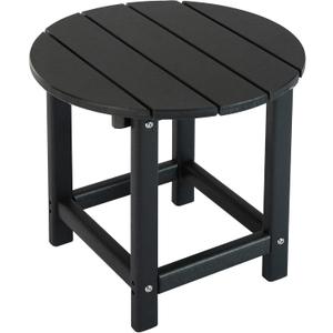 LZRS Round Adirondack Side Table End Table, Outdoor Side Tables for Patio, Backyard,Pool, Indoor Companion, Easy Maintenance & Weather Resistant(Black)